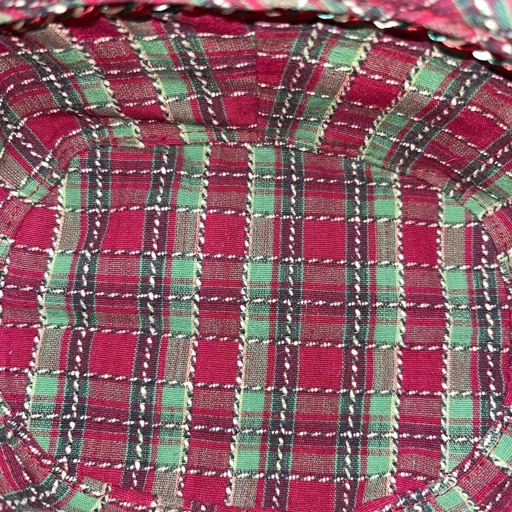 Longaberger Small Oval Gift Basket Plaid Liner Protector Warm Brown 2009